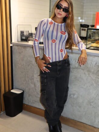 Mesh Top Blue Stripes